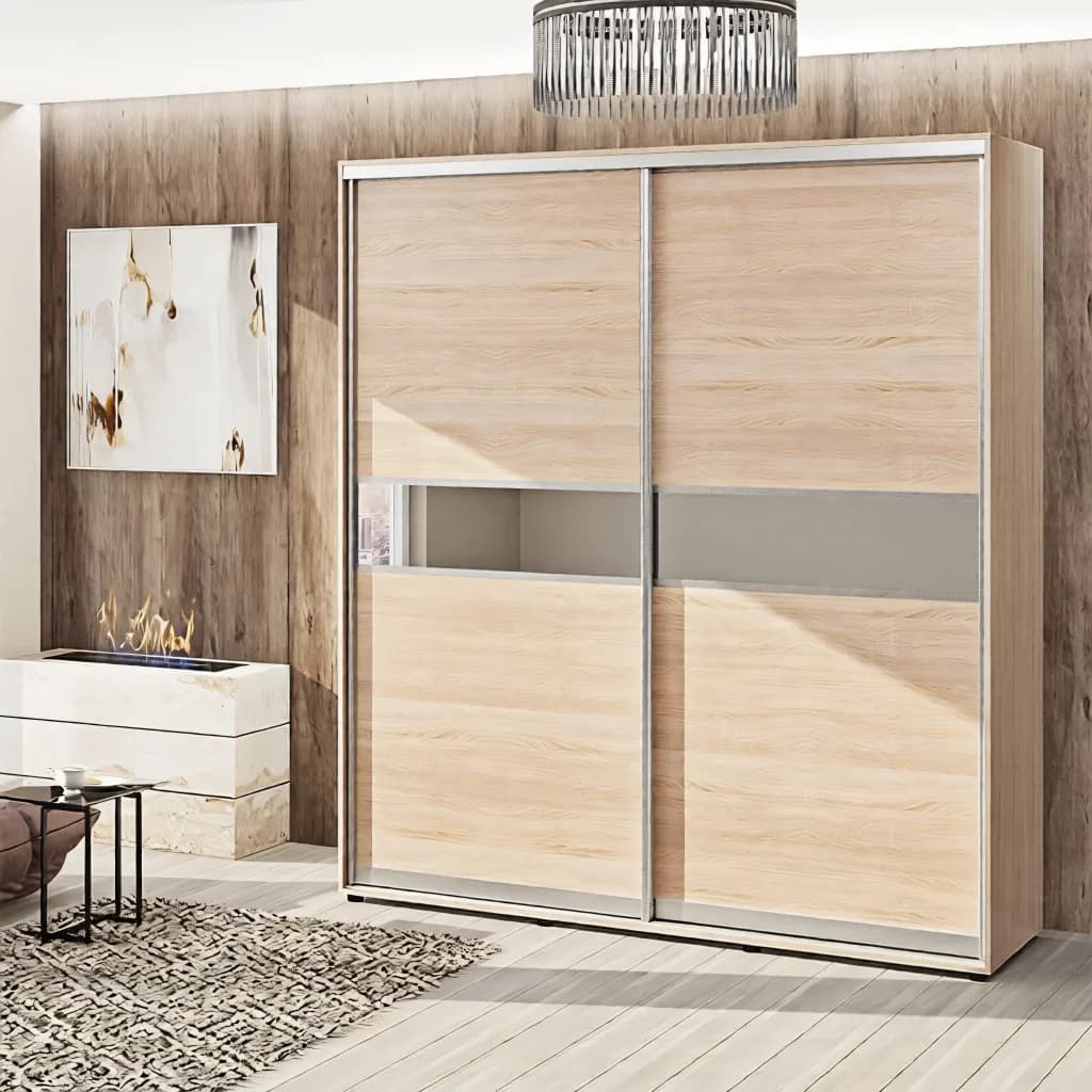 Schiebetürenschrank 1.5 m „Modell 2“ 2-türig Eiche Natur