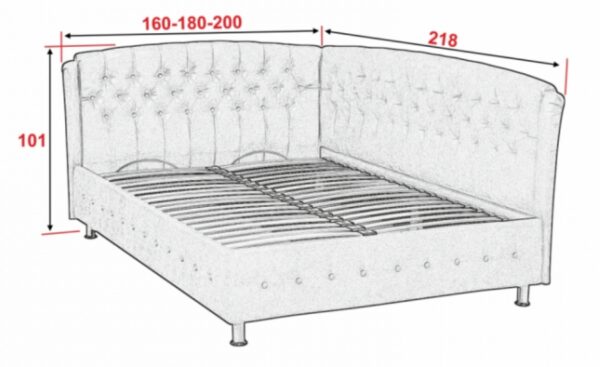 Кровать «Монсерат» с 2-я спинками Железный каркас, купить недорого в Украине. 2