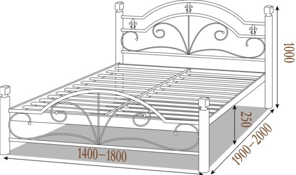 Кровать «Диана» на деревянных ногах, купить по приемлемой цене. 1