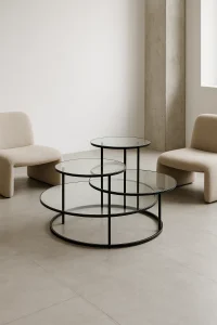 Многоуровневый стеклянный столик №009 журнальный столик фото mebeltops.com