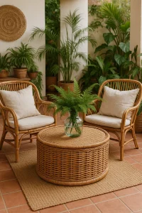 Ротанговый стол на террасе №013 журнальный столик фото mebeltops.com