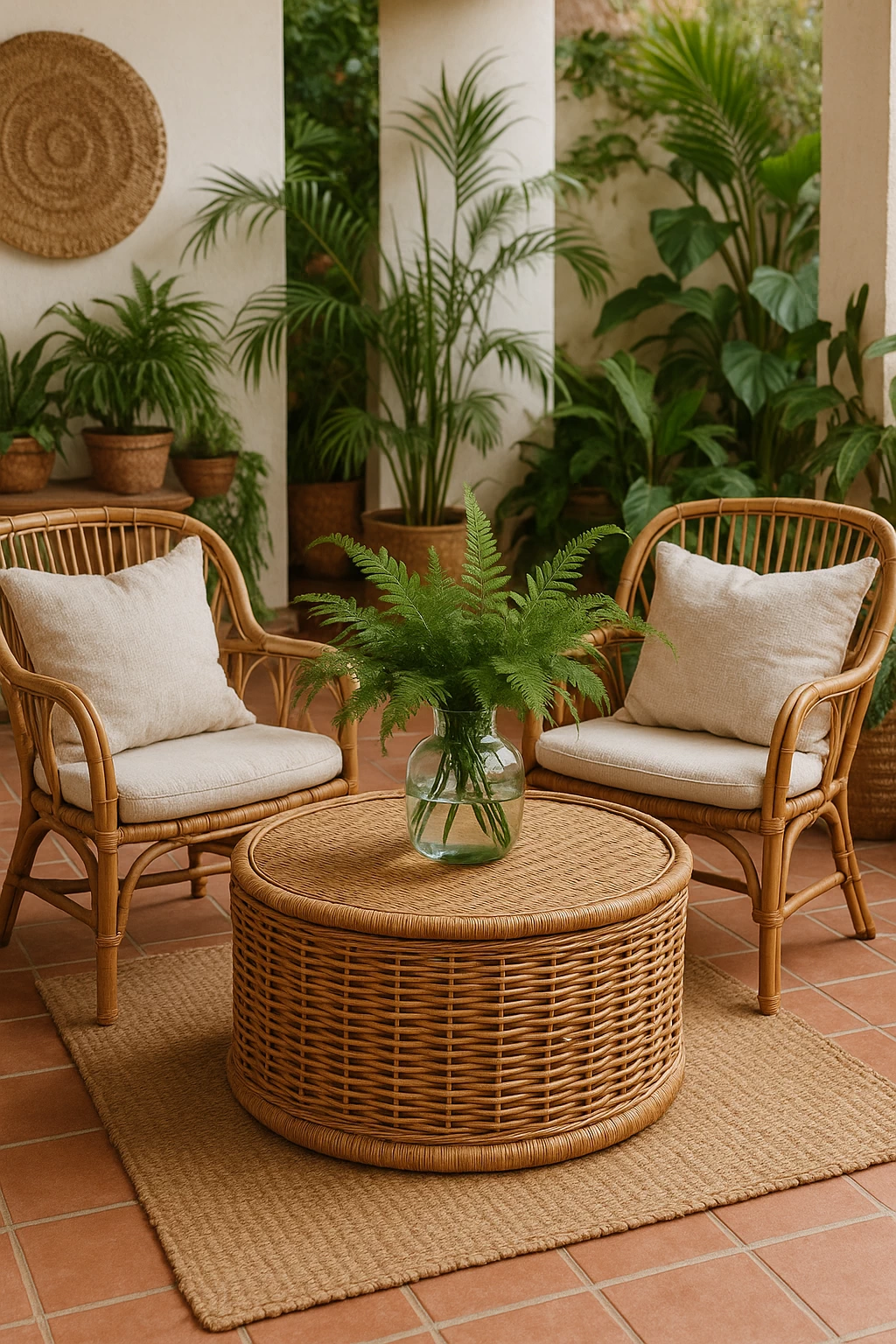 Ротанговый стол на террасе №013 журнальный столик фото mebeltops.com