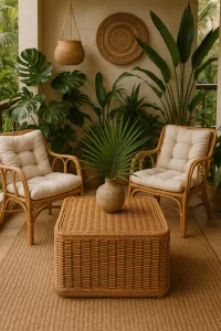 Ротанговый стол на террасе №014 журнальный столик фото mebeltops.com