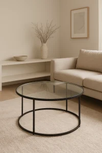 Стеклянный столик в гостиной №001 журнальный столик фото mebeltops.com