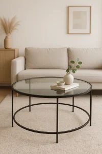 Стеклянный столик в гостиной №002 журнальный столик фото mebeltops.com