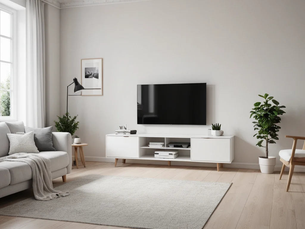 Белые ТВ-тумбы: стиль и уход