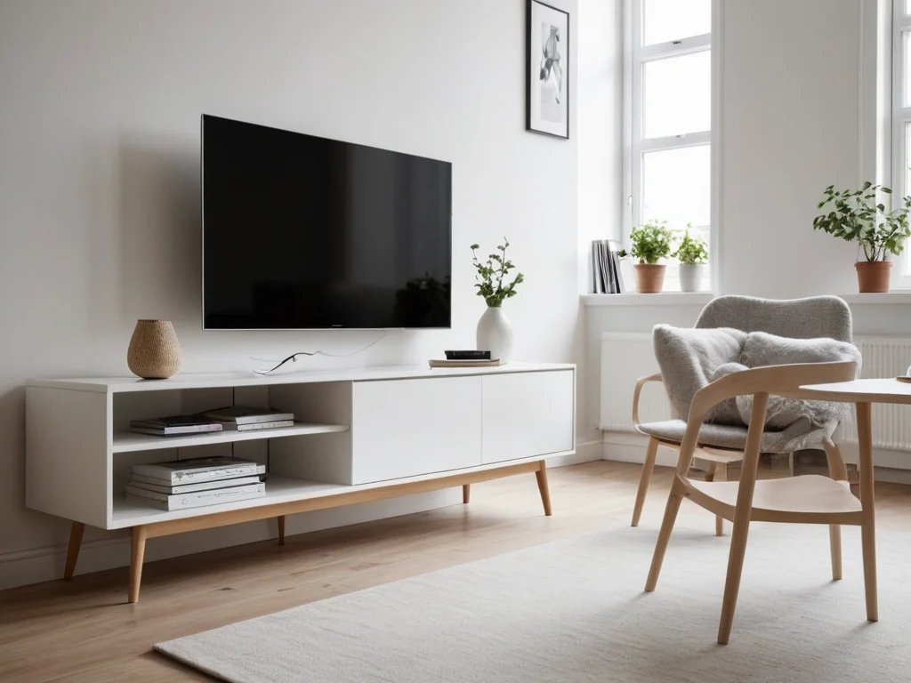 Белые ТВ-тумбы: стиль и уход