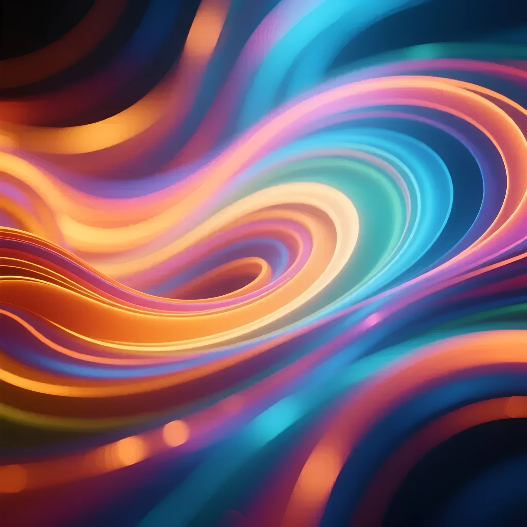 Яркая абстрактная иллюстрация световых волн, идеально подходящая для статьи о подсветке тумб под телевизор и создании атмосферы.