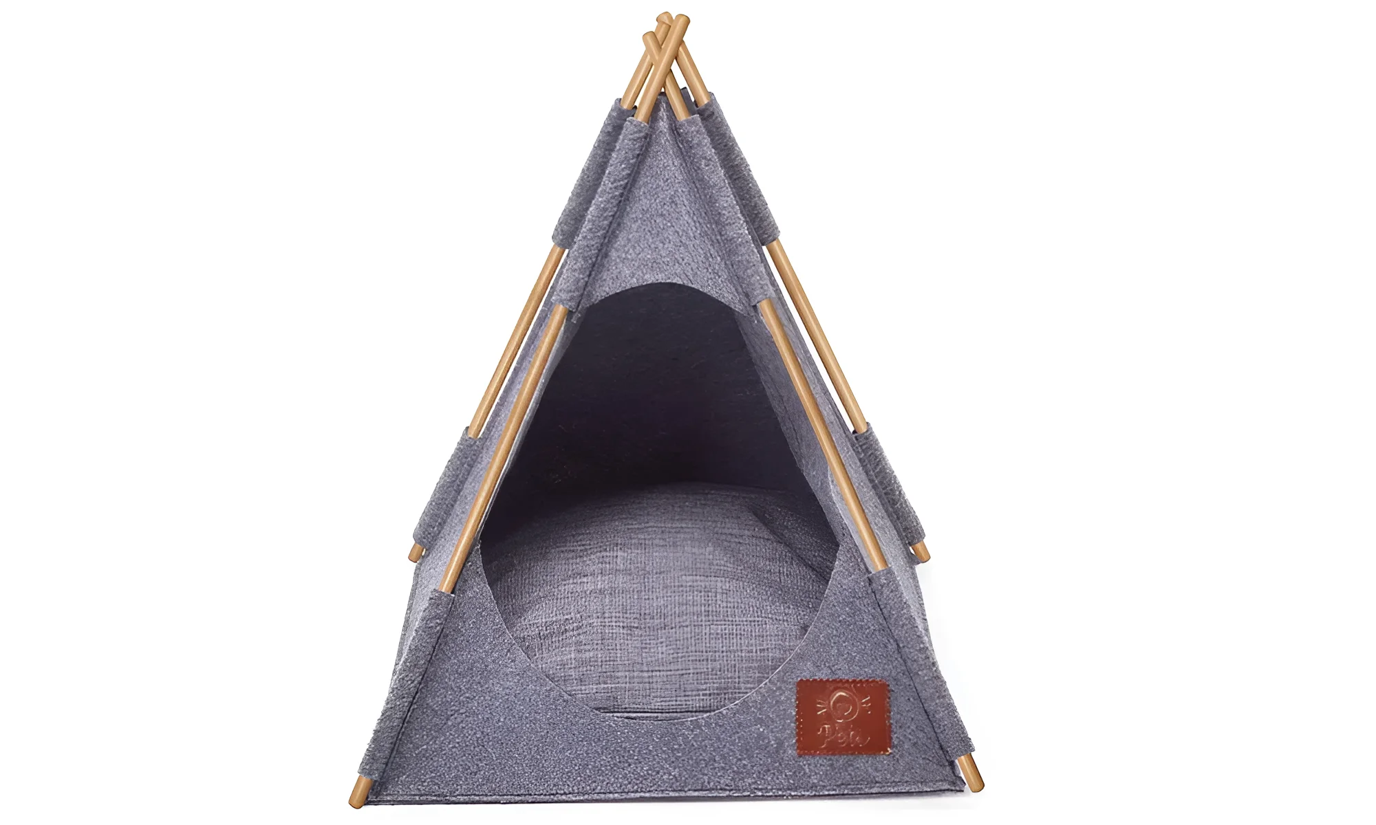 Уютный домик для кошек Hovel серого цвета с деревянным каркасом, идеальное место для отдыха и сна вашего питомца.