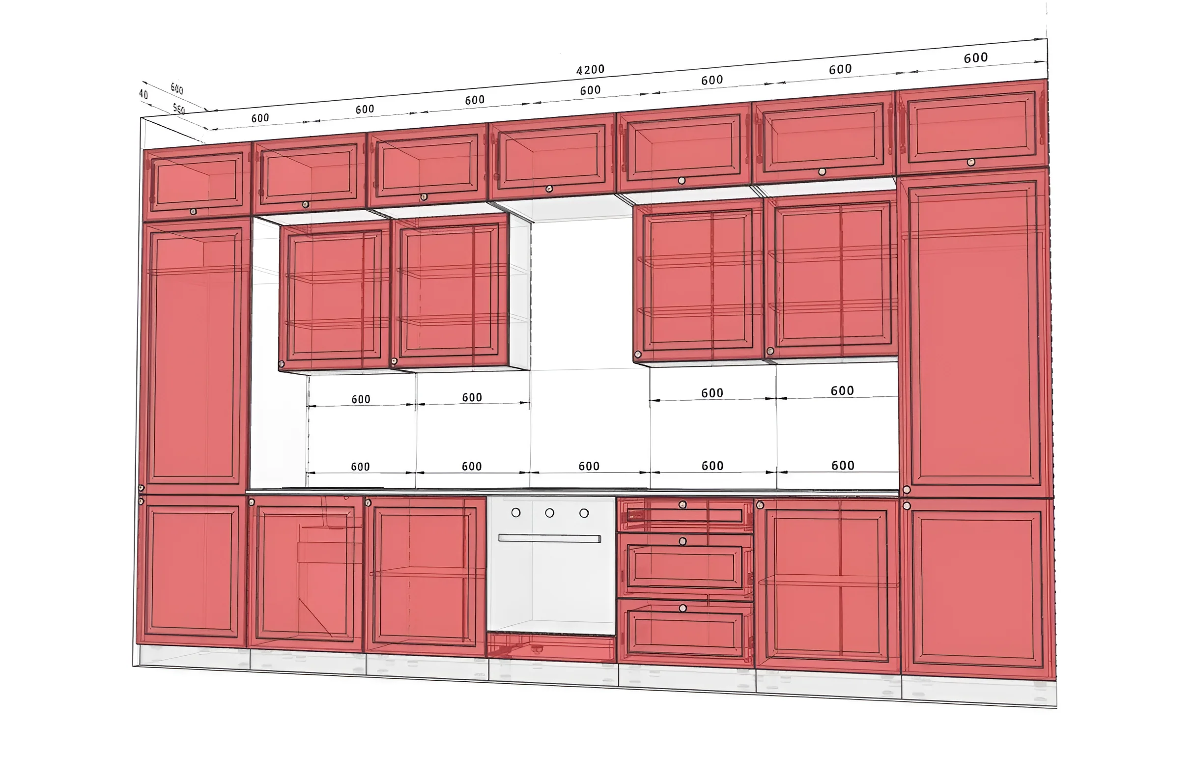 Классическая белая кухня "Диамант" 4,2 метра: фото, размеры, планировка и цена. Купить кухню в интернет-магазине MebelTops.