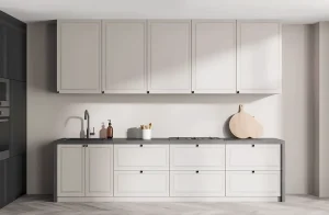 Белая угловая кухня "Атланта" 3600х2800мм из крашеного МДФ, современный дизайн, фото интерьера кухни в светлых тонах.