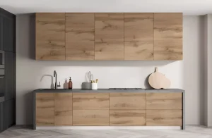 Угловая кухня Эко 290х260 см в цвете белый и дуб золотой, современный дизайн, фото интерьера кухни, MebelTops.