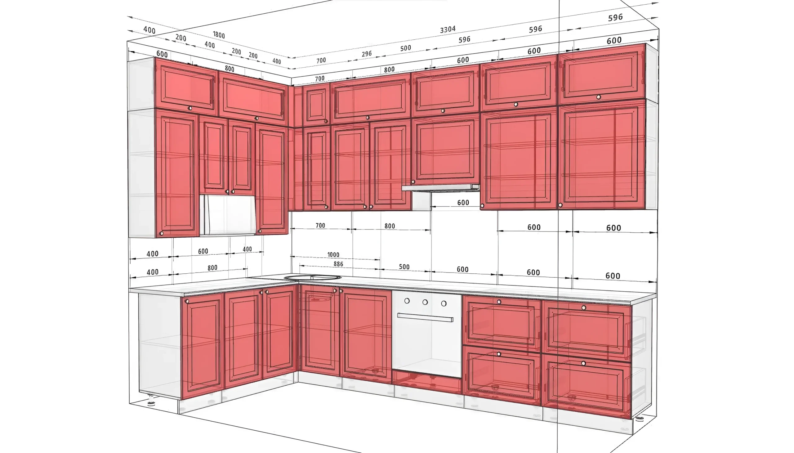 Угловая кухня Gola ручка 330х180 см с фасадами Диамант Лате: современный дизайн, функциональность и элегантность для вашего дома.