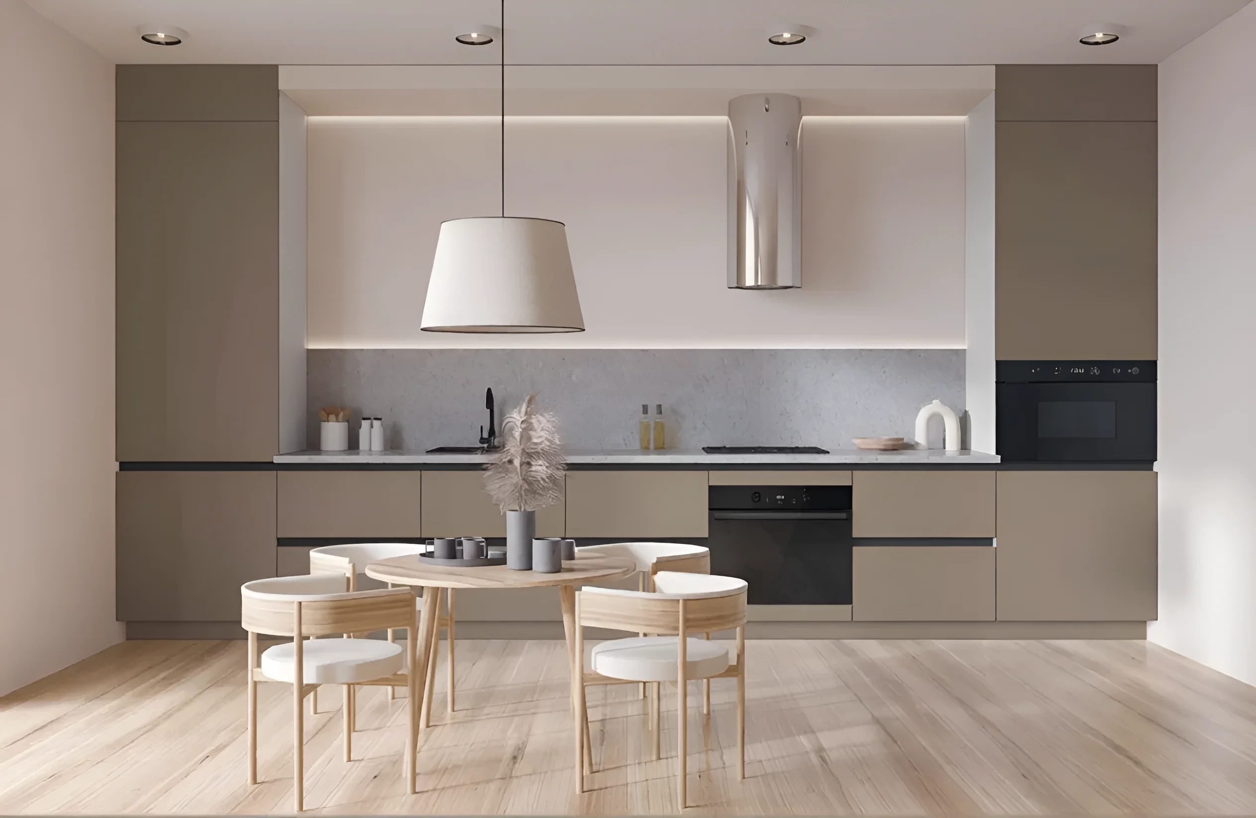 Современная кухня Gola ручка 3.4х1.8м с фасадами Эко Кашемир: стильный дизайн, практичность и функциональность для вашего дома.