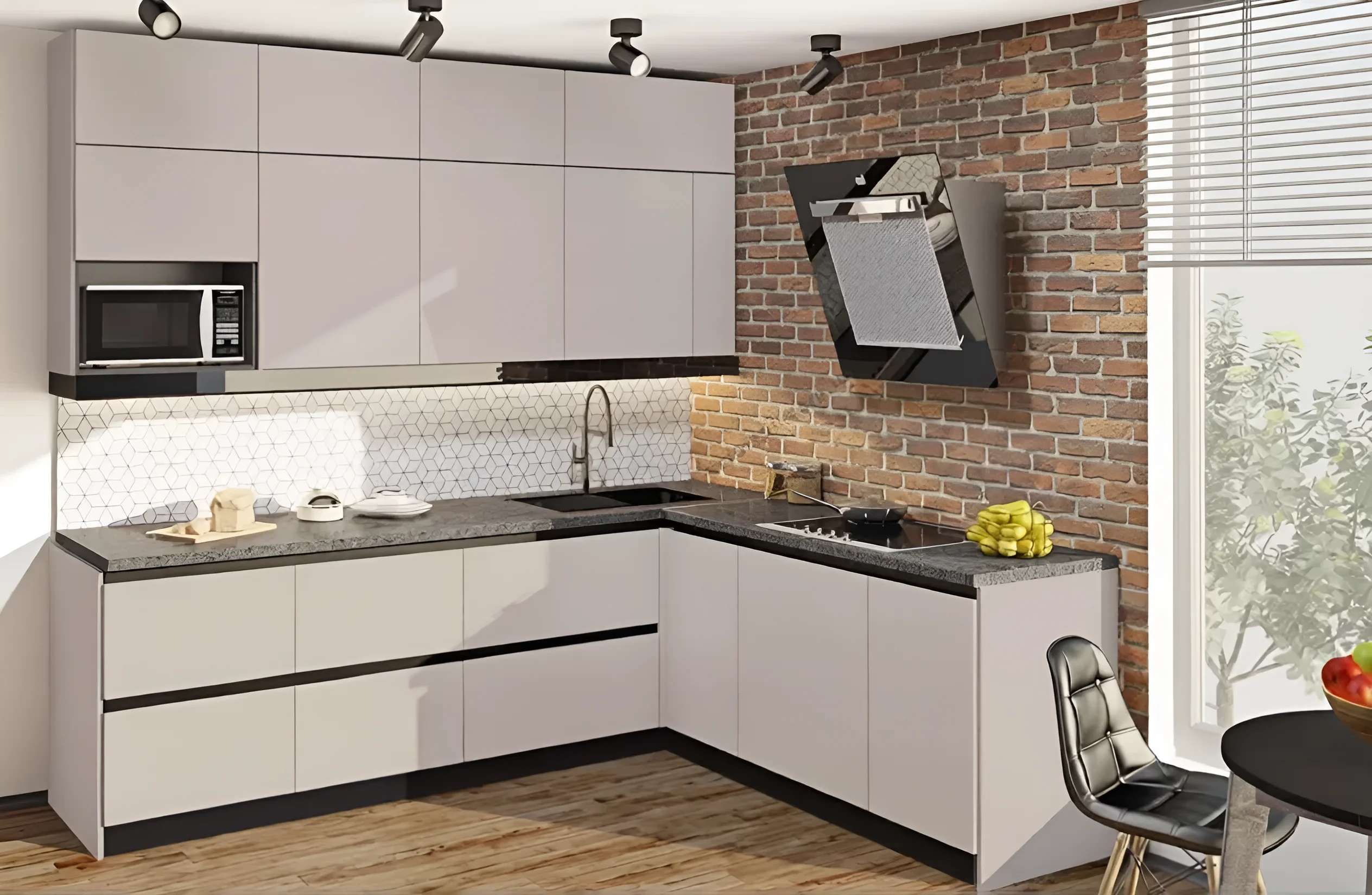 Угловая кухня Gola ручка 2,6х2м с фасадами Эко Кашемир: современный дизайн, практичность и элегантность для вашего дома.