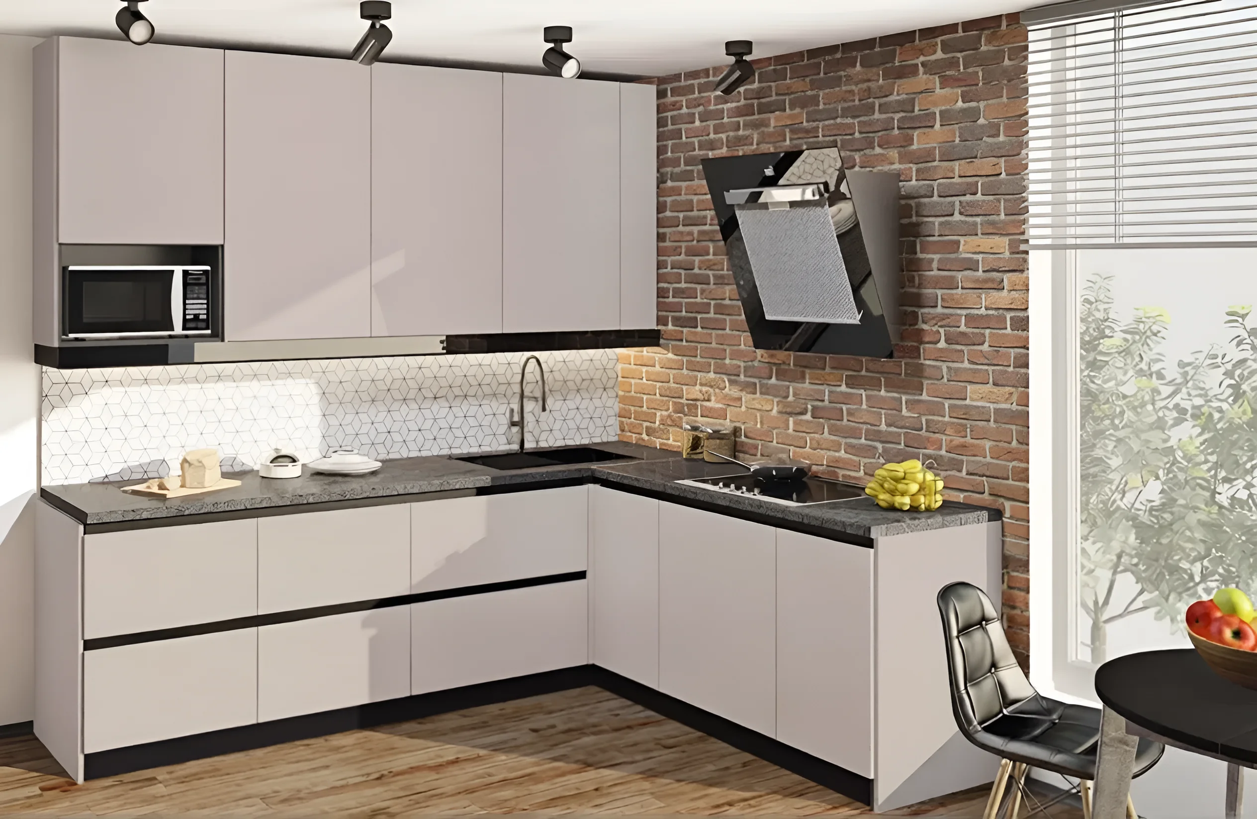 Угловая кухня Gola ручка 2,6х2м с фасадами Эко Кашемир: современный дизайн, практичность и элегантность для вашего дома.