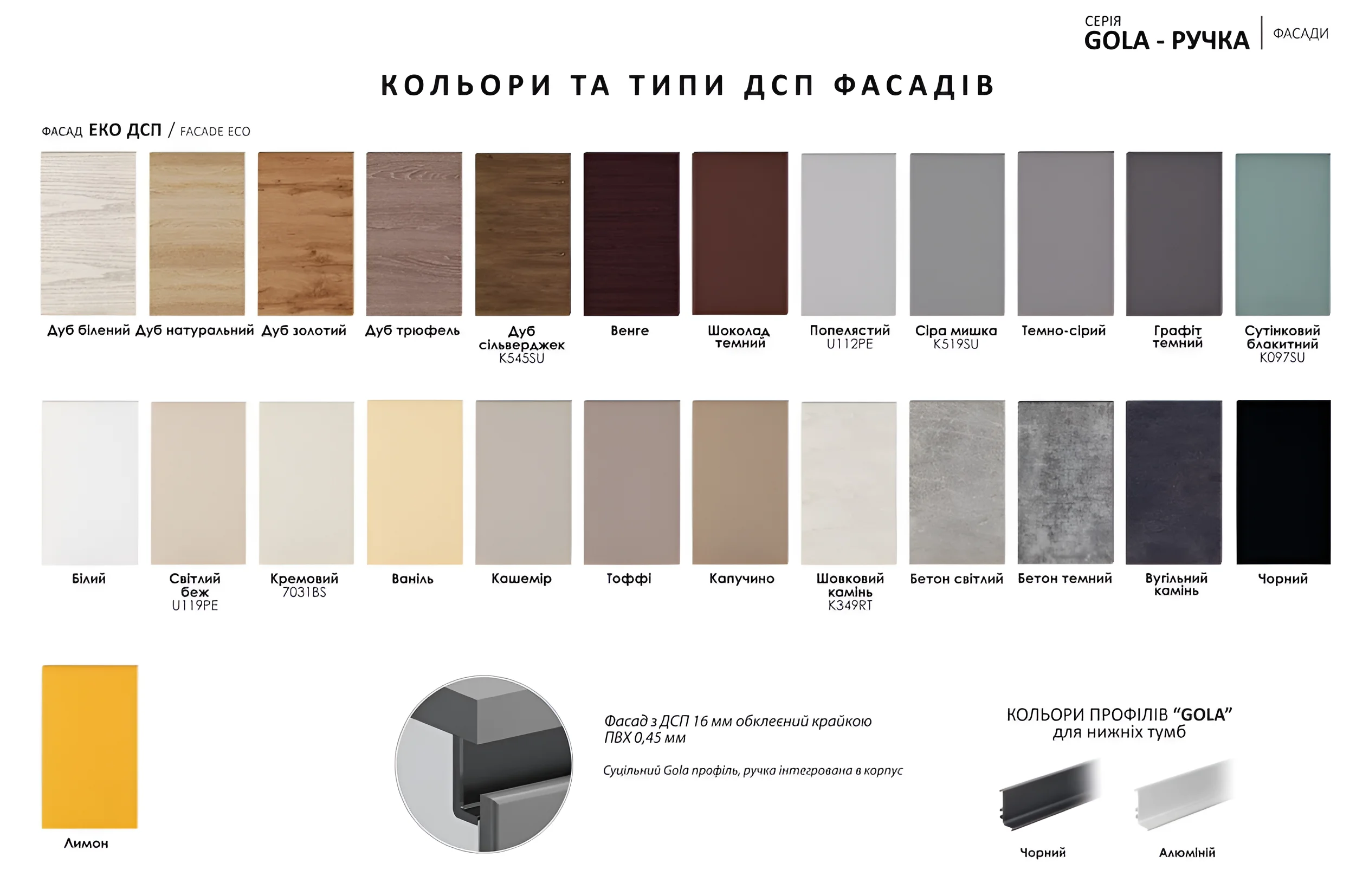 Кухня Gola ручка 5.3м с фасадами Эко Графит темный: современный дизайн, широкий выбор цветов и материалов для кухни на заказ.