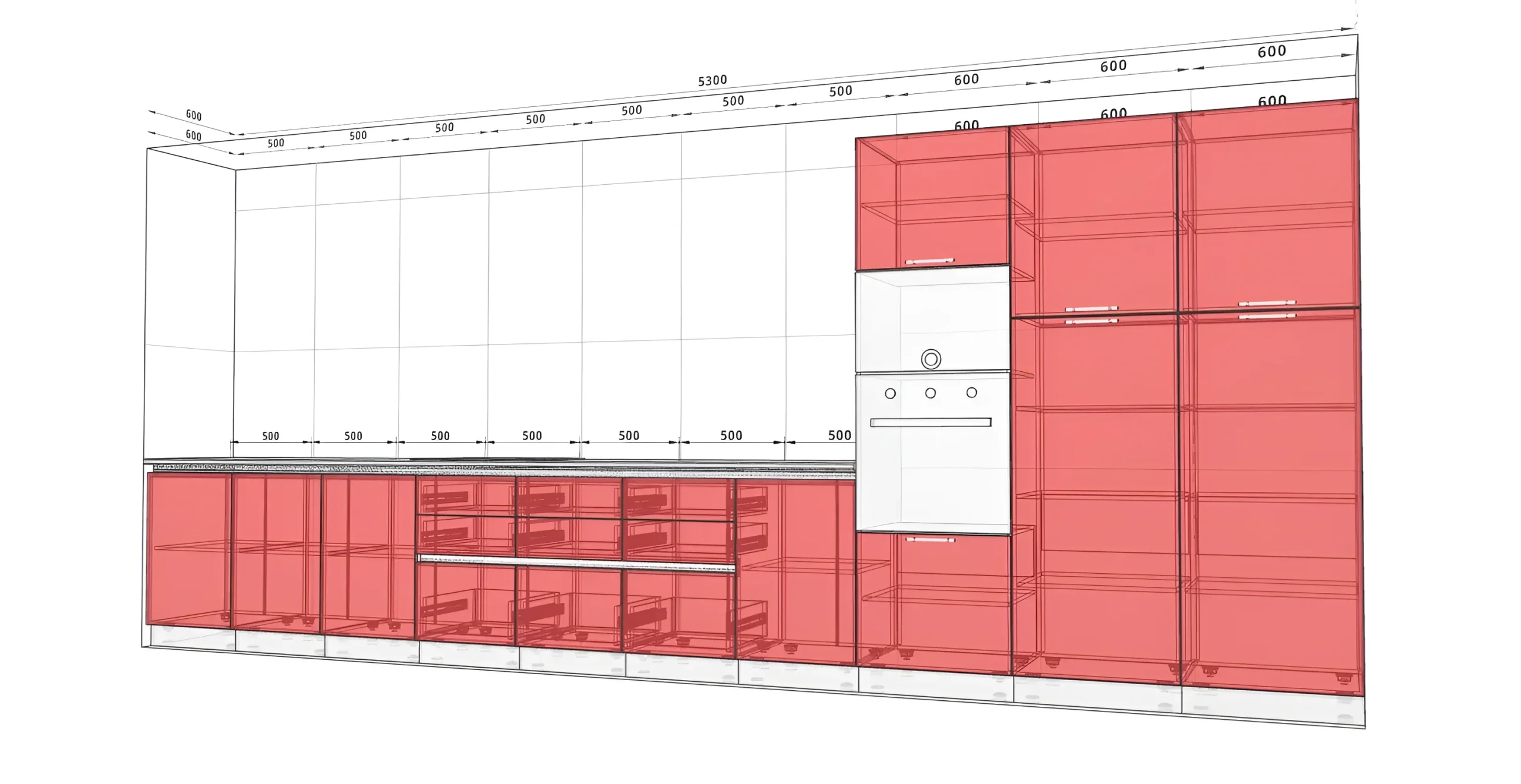 Кухня Gola ручка 5.3 метра с фасадами Эко Графит темный: современный дизайн, функциональность и стильное решение для интерьера.