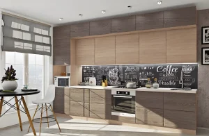 Современная угловая кухня "Хай-тек" 3.6м в цвете дуб натуральный и дуб сонома трюфель, стильный дизайн, функциональность и практичность.