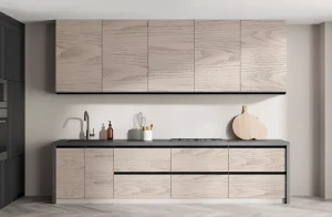 Кухня матовая "Тренд" 2 метра в цвете дуб сонома трюфель, современный дизайн, угловая кухня, фото интерьера кухни.