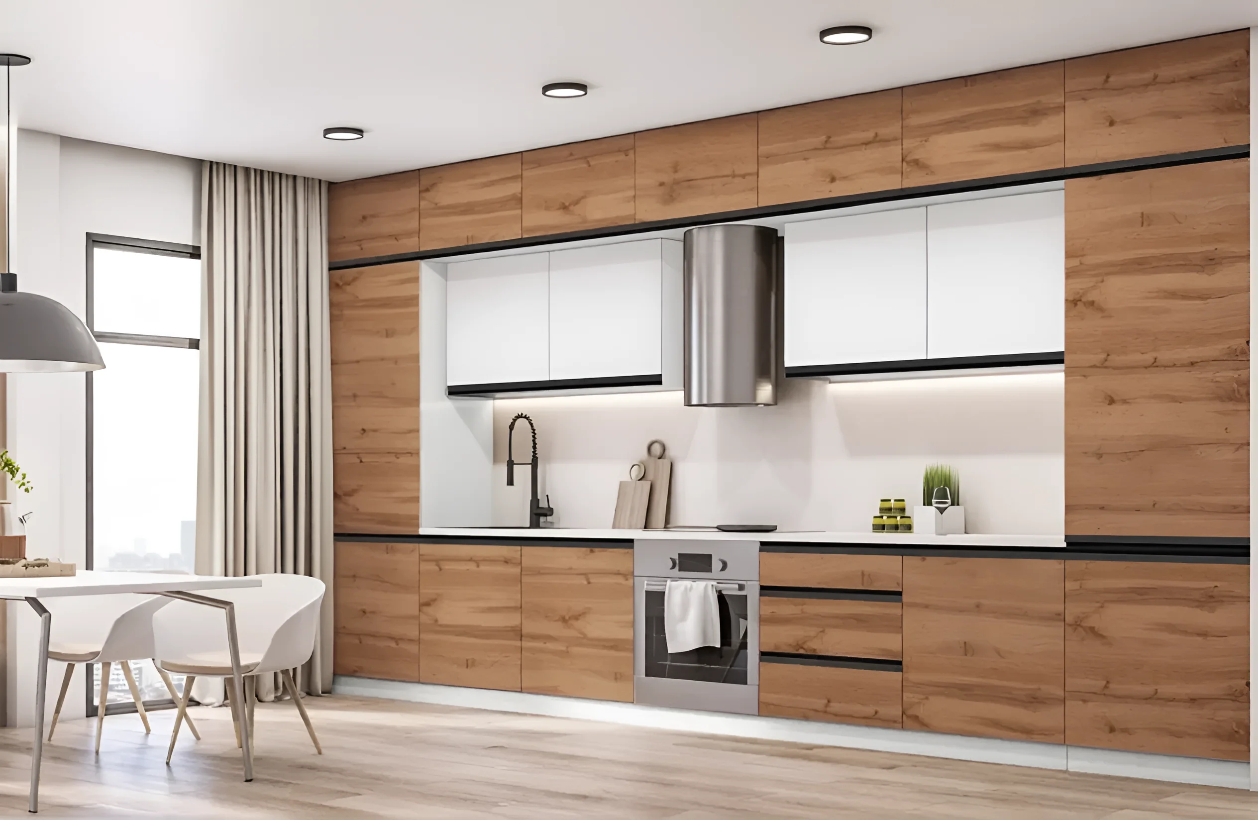 Кухня под заказ Sigma ручка 4.2 метра в белом и дубе золотом: современный дизайн, функциональность и стильное решение для интерьера.