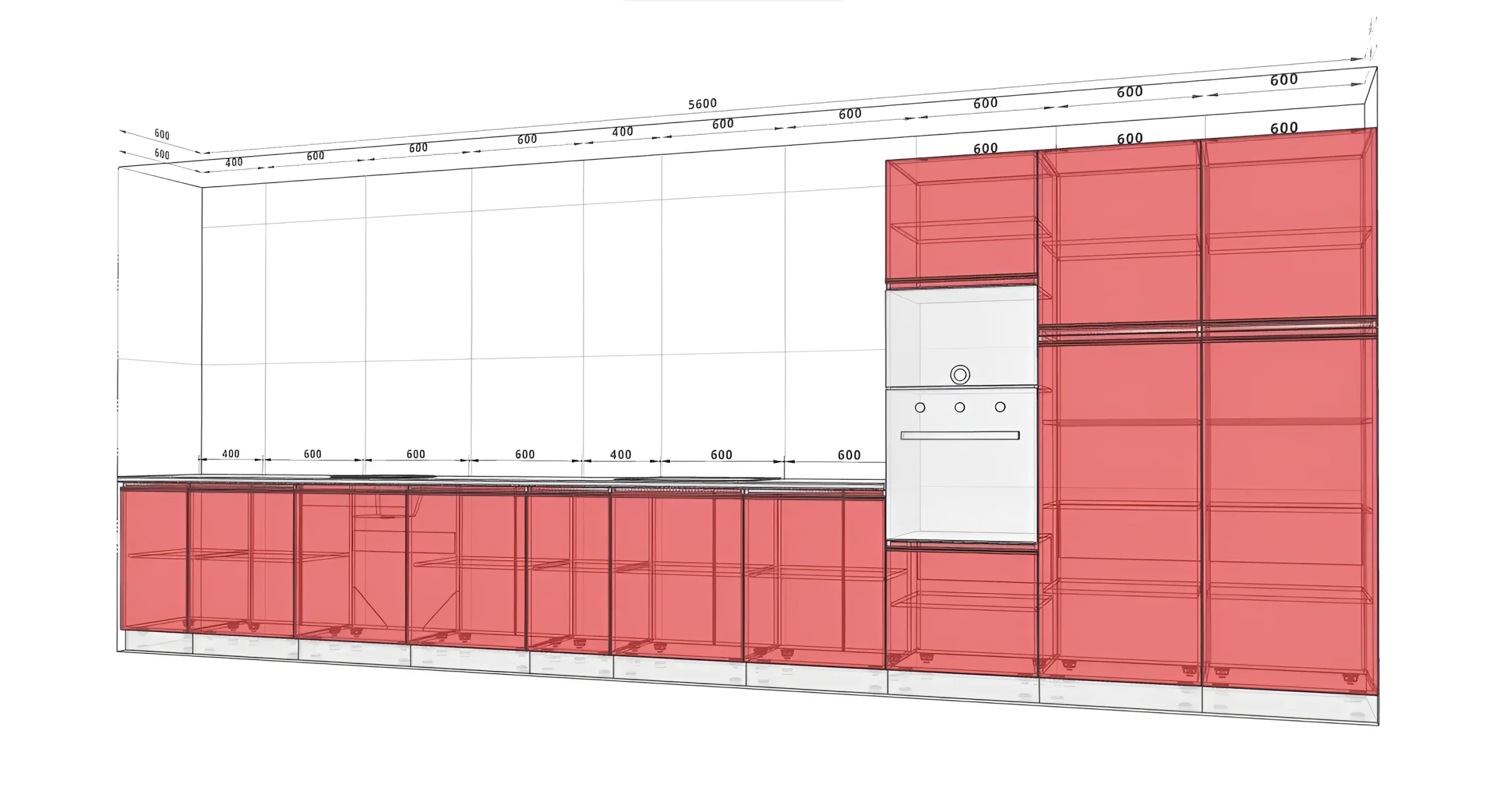 Кухня Sigma ручка 5.6м с островом в цвете мрамор бетон бежевый, современный дизайн, визуализация проекта кухни.