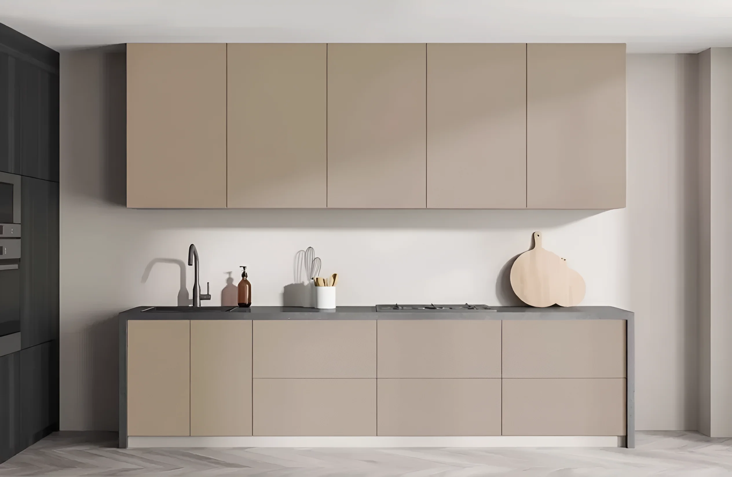 Кухонный гарнитур "Эко" 2.9 х 2.4м угловой в цвете Кашемир: современный дизайн, функциональность и практичность для вашей кухни.