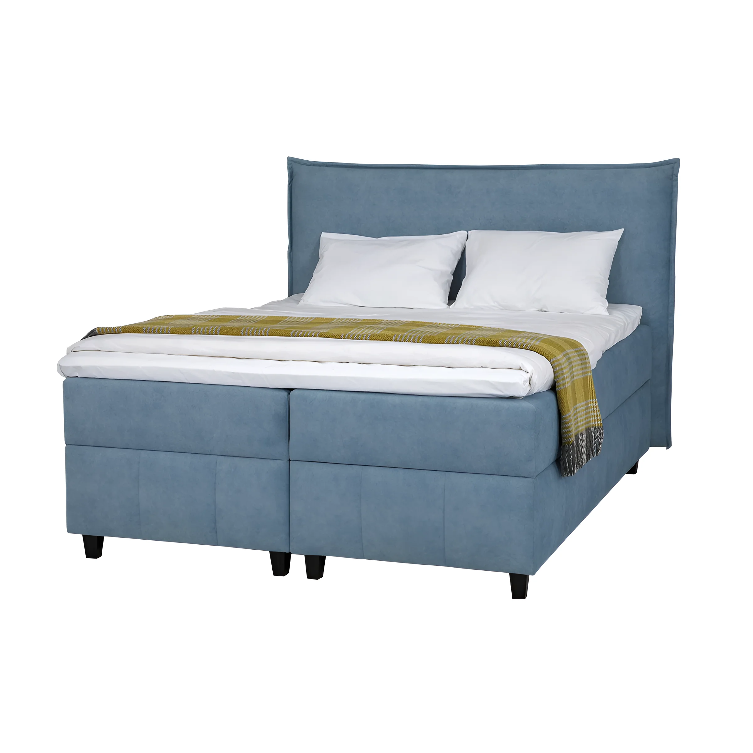 Спальная система Bruno голубого цвета с мягким изголовьем и вместительным ящиком для хранения, современный дизайн для спальни.