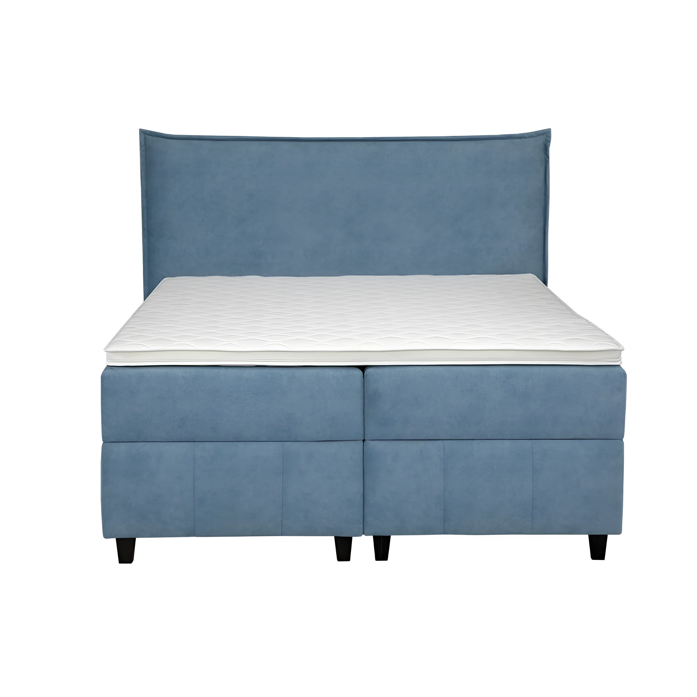 Спальная система Bruno в голубой обивке, кровать с подъемным механизмом и мягким изголовьем, современный дизайн для спальни.