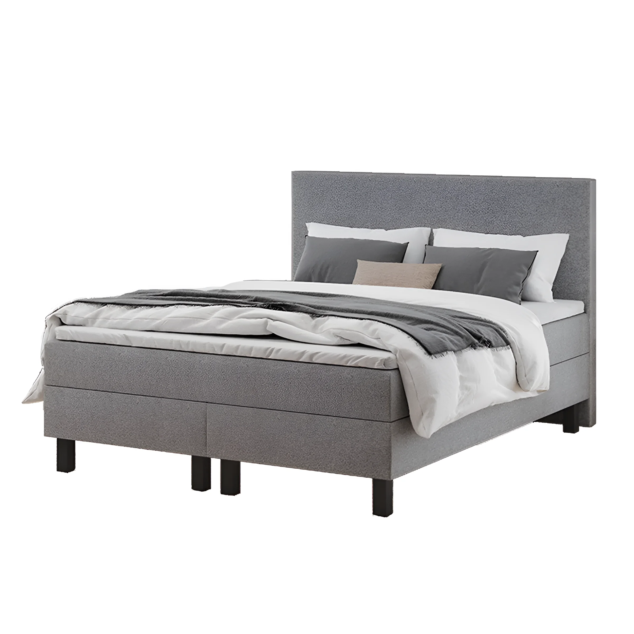 Спальна система Gerda 180x200 сірого кольору з м'яким узголів'ям, сучасний дизайн для спальні, MebelTops.