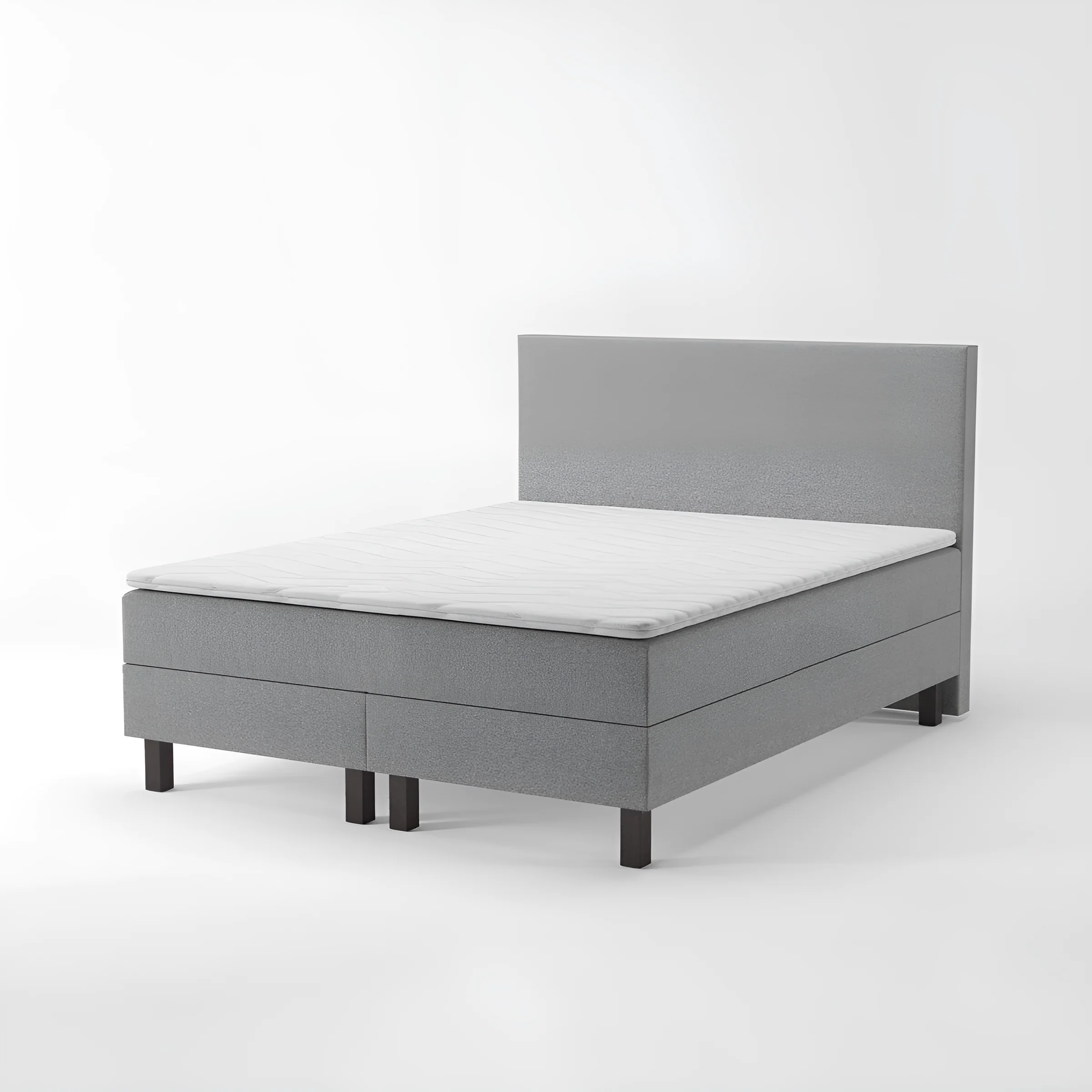 Стильная спальная система Gerda 180x200 серого цвета с мягким изголовьем, современный дизайн для комфортного сна и отдыха.