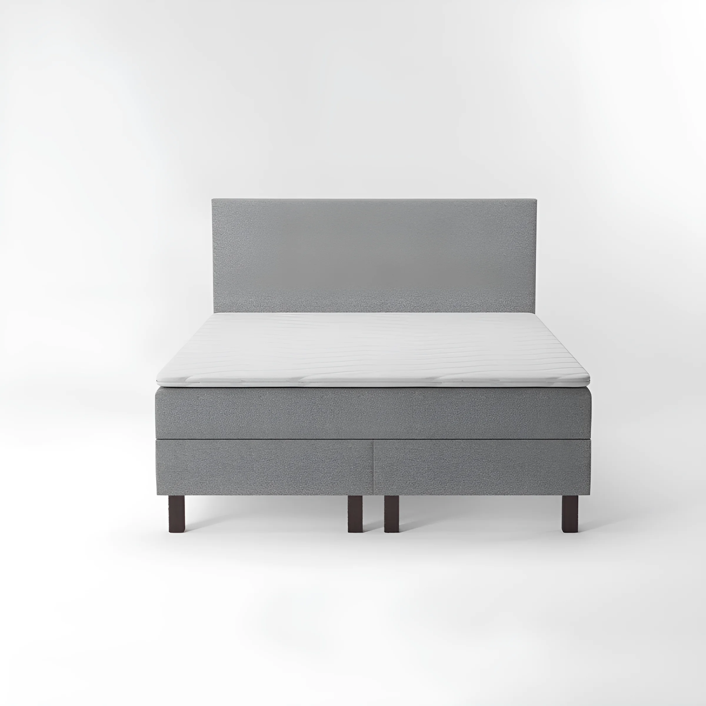 Спальна система Gerda 180x200 серого цвета с мягким изголовьем, современный дизайн для комфортного сна и отдыха.