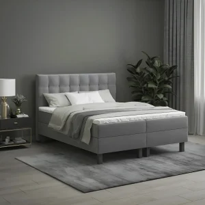 Спальная система Logan 160x200 серого цвета с мягким изголовьем в современном интерьере спальни, купить в MebelTops.