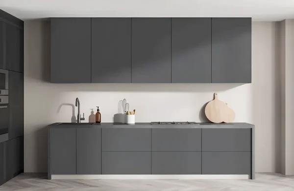 Budget Kitchen "Eco" 2.4 m Straight White, Dark Graphite