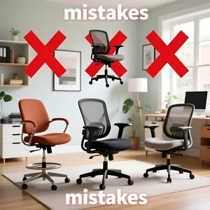 Иллюстрация с креслами, где отмечены красными крестами неправильные модели для домашнего кабинета