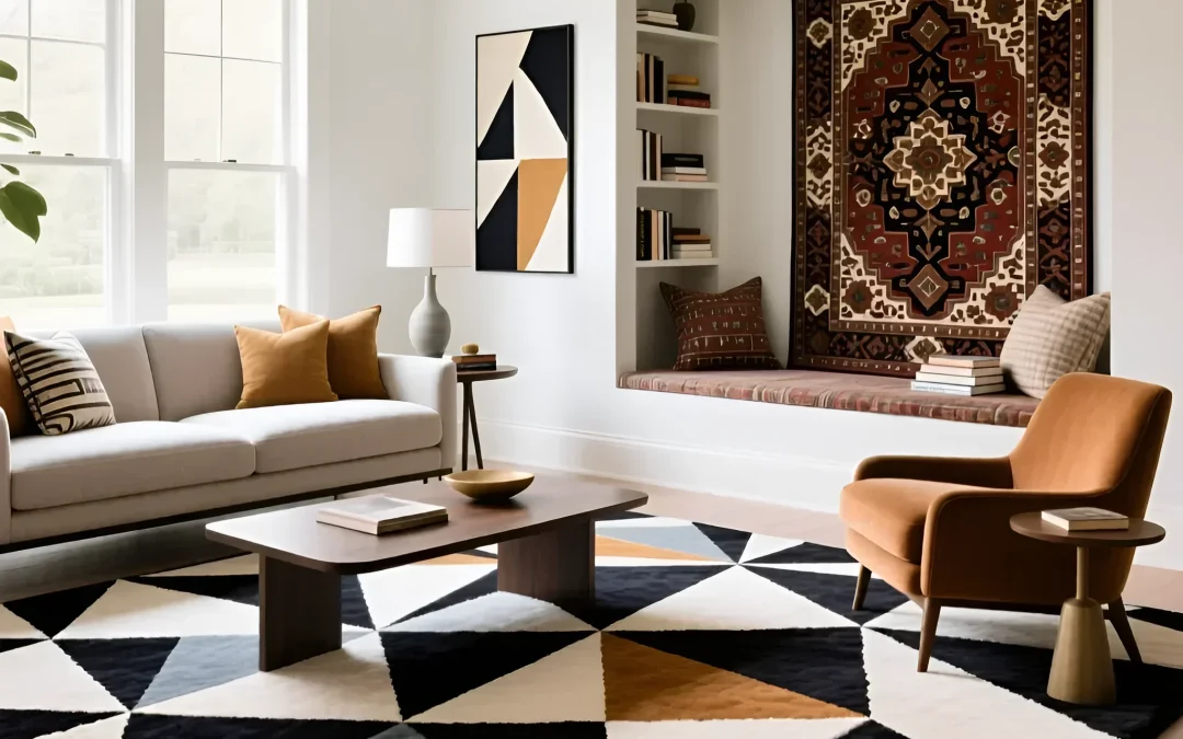 Teppiche im Interieur: Wie man Größe, Farbe und Material nach Designregeln auswählt