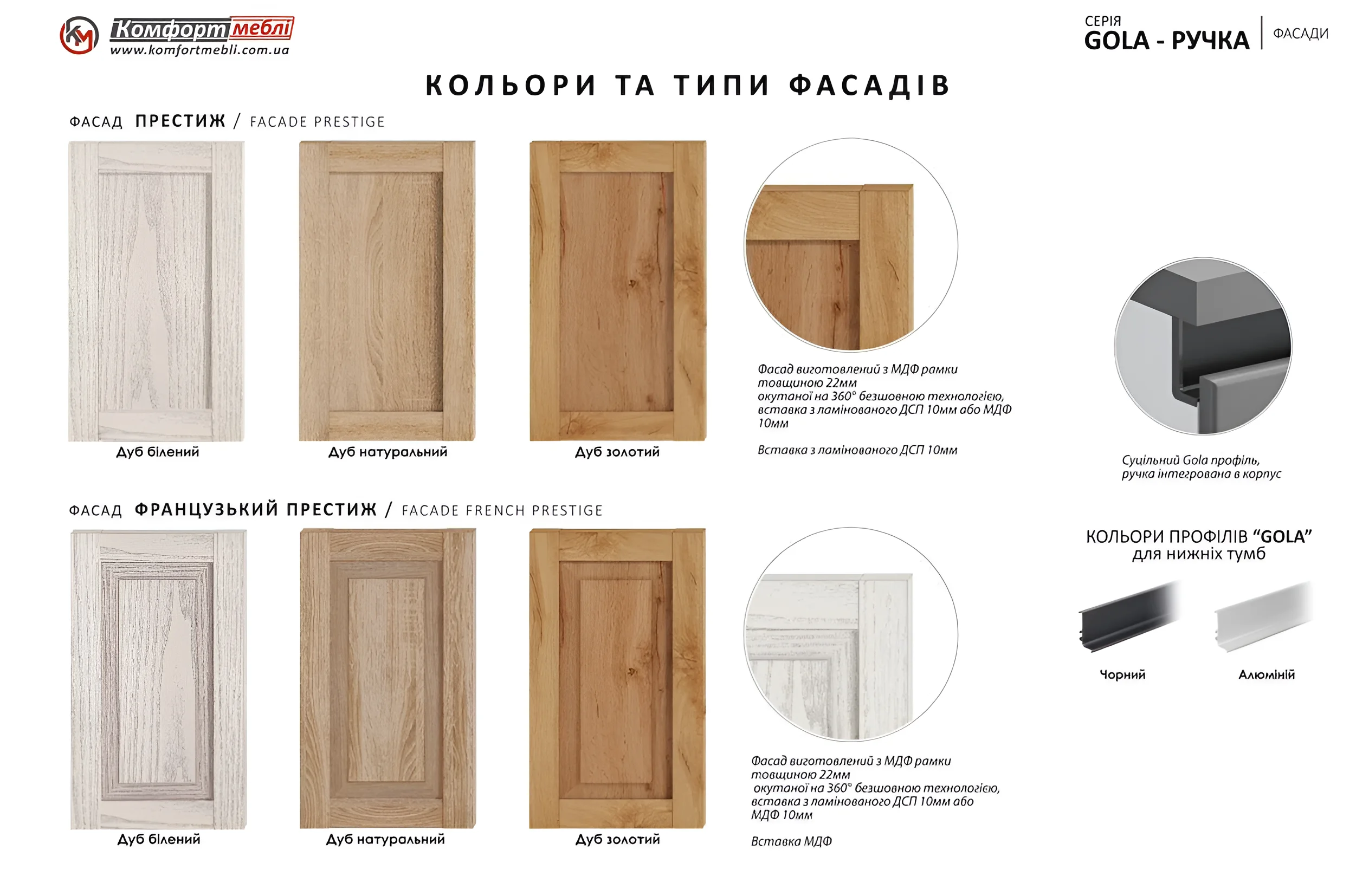 Кухня "Gola ручка" 3.8м с фасадами "Рамка" Белый, Графит светлый. Различные варианты отделки фасадов и цветов профилей.