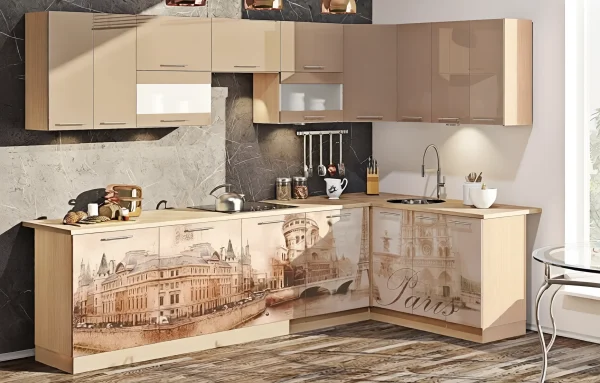 Hi-Tech Kitchen 4.05x3.05m with Island White, Honey
