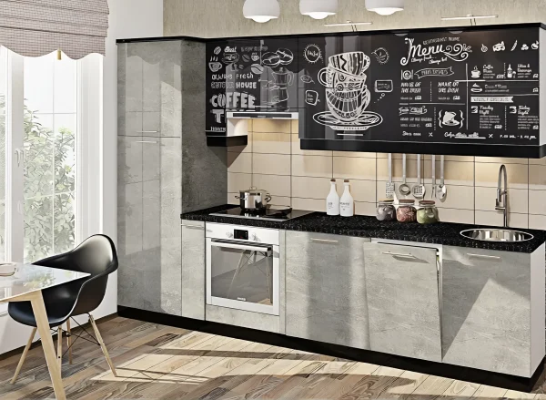 Hi-tech Kitchen with Color Printing 360cm Marble Concrete Grey