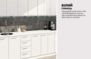 Кухня 'Крашеный высокий глянец' 2,9 м Белый с гладкими фасадами, встроенной мойкой и современной бытовой техникой.