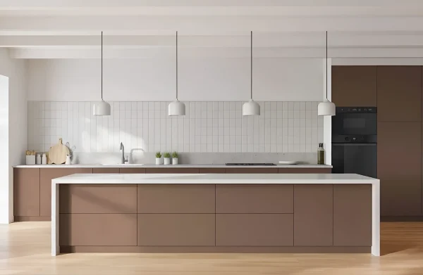 Loft Kitchen 360x280cm Corner Painted MDF White, Cappuccino