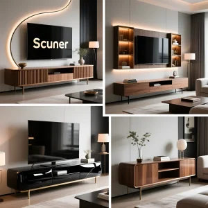 Подборка современных тумб под телевизор: модели с рифлеными фасадами, черным глянцем и подвесные конструкции в стиле Mid-Century