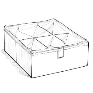 Эскиз Box №28 на 6 отделов: идеальное решение для организации пространства шириной 40 см, глубиной 53 см и высотой 15 см.