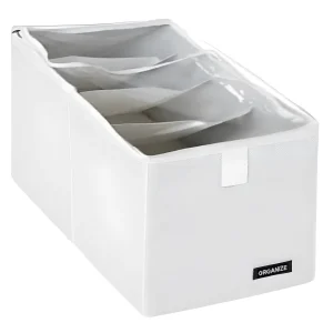 Белый органайзер для обуви Box №25 с 4 отделениями, размеры 34x48x20 см, идеальное решение для хранения.