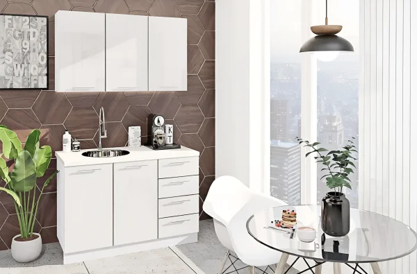 Budget Kitchen "Painted High Gloss" 1.2 m White