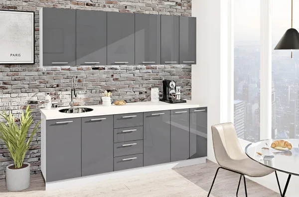Kitchen "Painted High Gloss" 2.2 meters Graphite