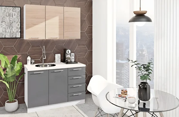 Warehouse Kitchen "Eco" 1.2 meters straight Anthracite, Sonoma Oak