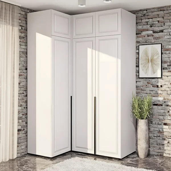 Corner Cabinet Flex Painted MDF White for Hallway