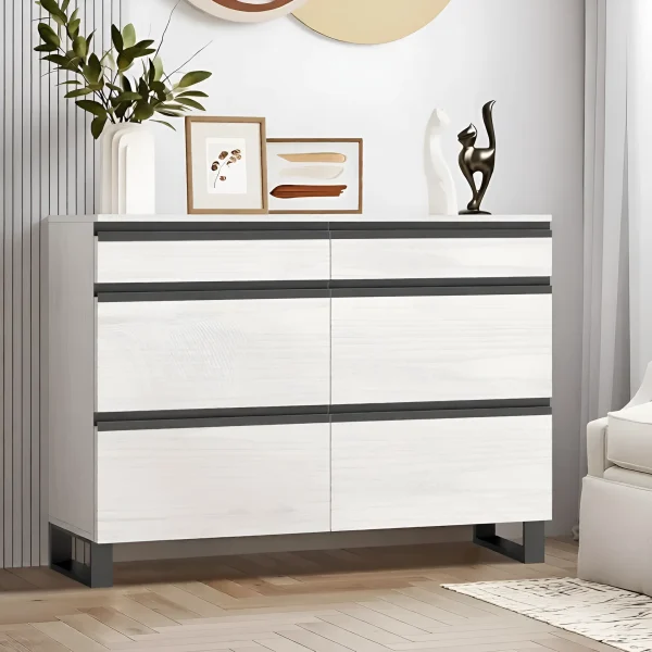 Großer Kommode Flex 1,2 m Spanplatte Front gebleichte Eiche für Schlafzimmer
