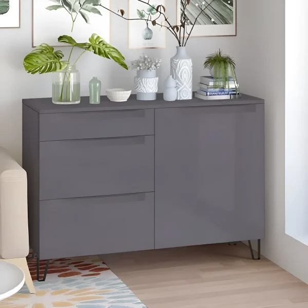 Beta Handle Flex 1m MDF Graphite Chest of Drawers for Hallway